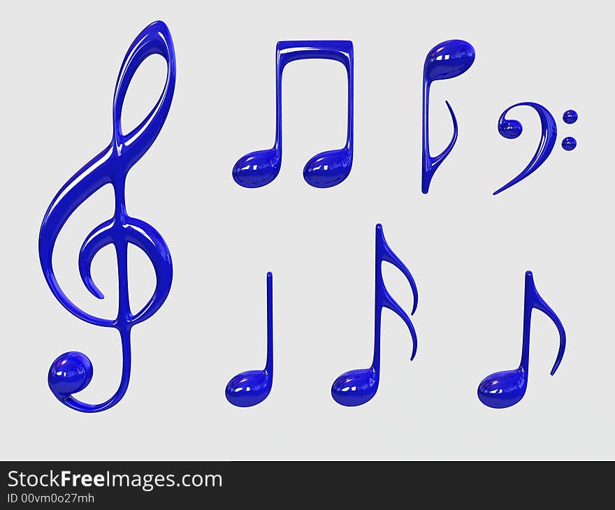 Isolated blue Music symbol with white background