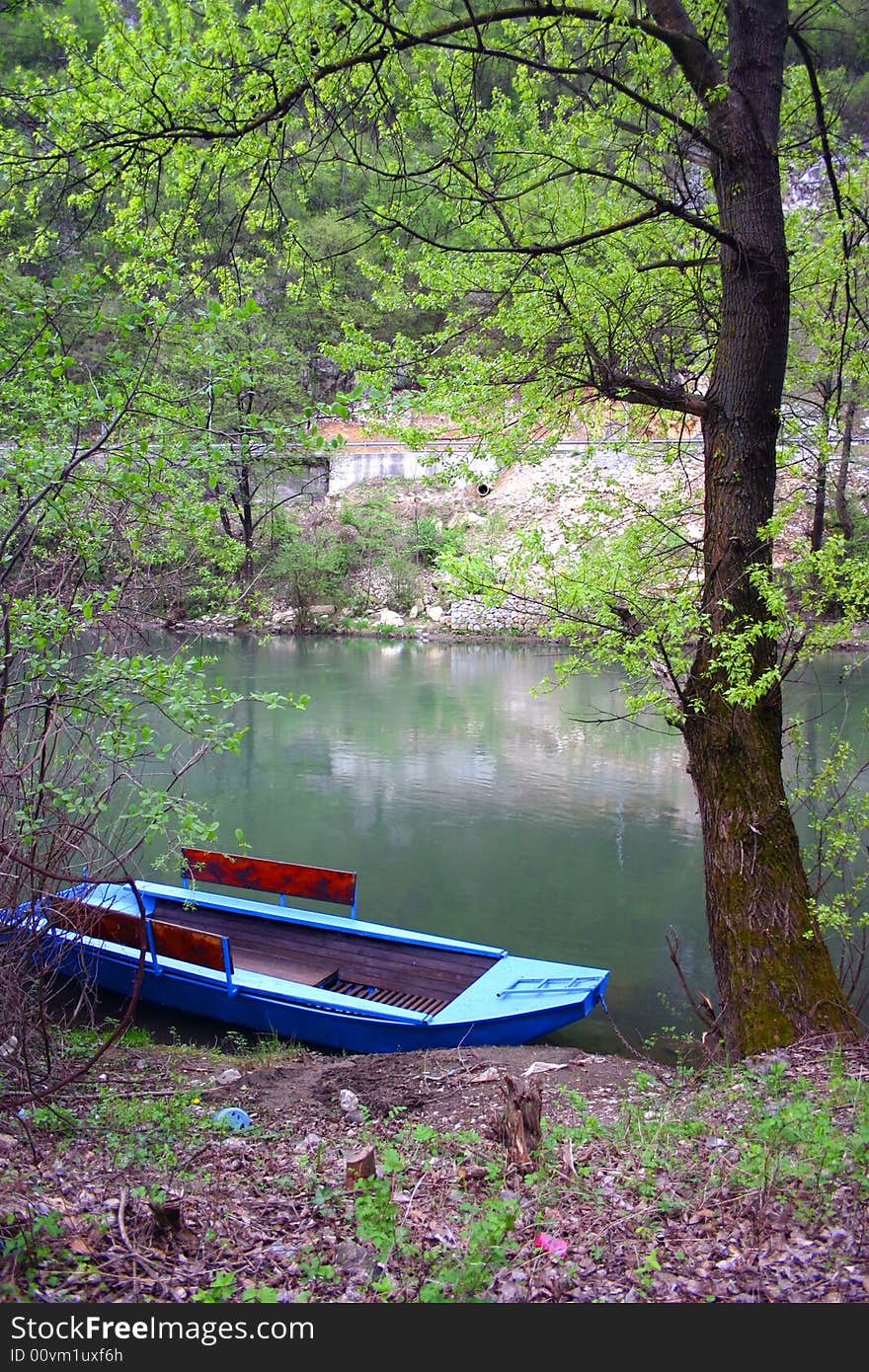 Blue boat, Ovcar and Kablar, Serbia. Blue boat, Ovcar and Kablar, Serbia