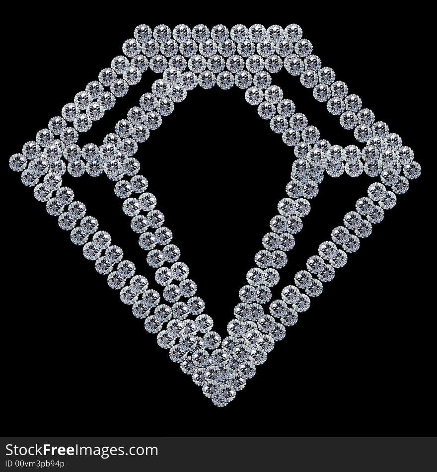 Illustration of a diamond - made with many diamonds - black background. Illustration of a diamond - made with many diamonds - black background