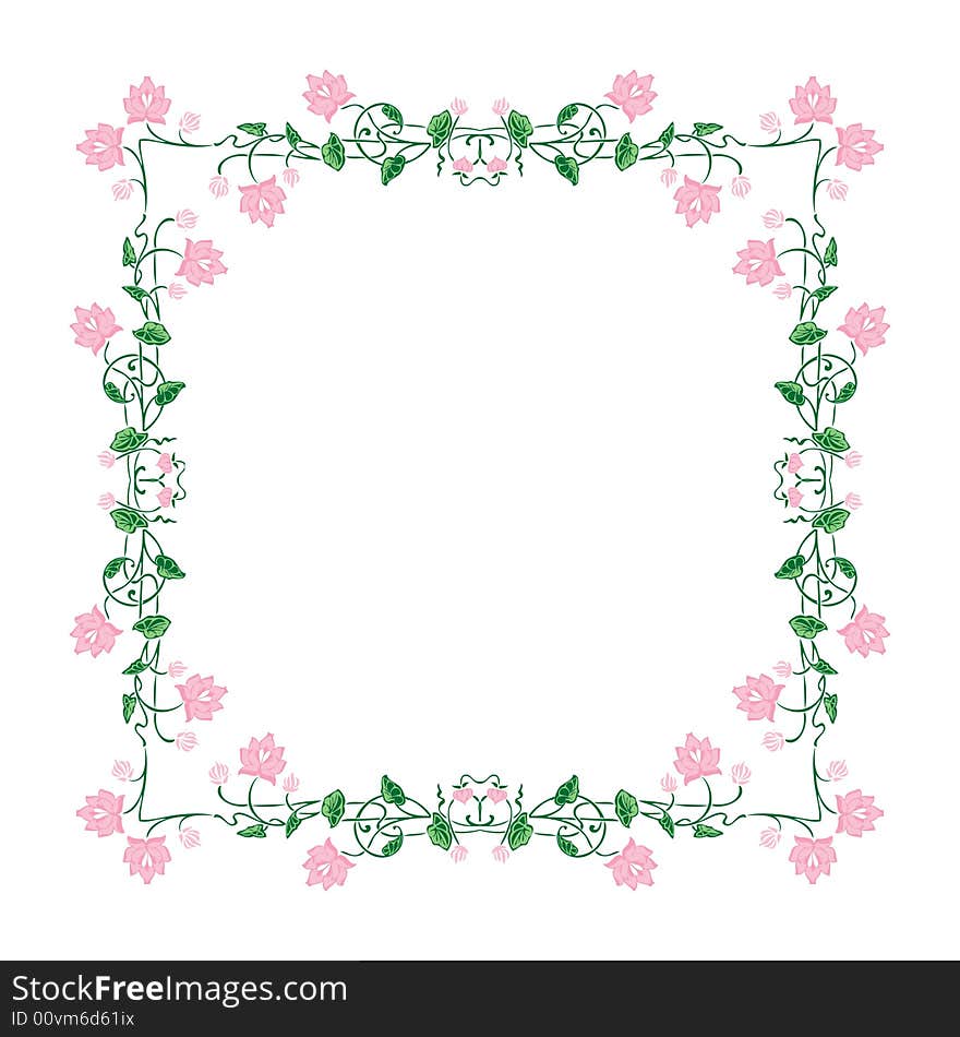 Abstract frame with floral ornament - graphic illustration