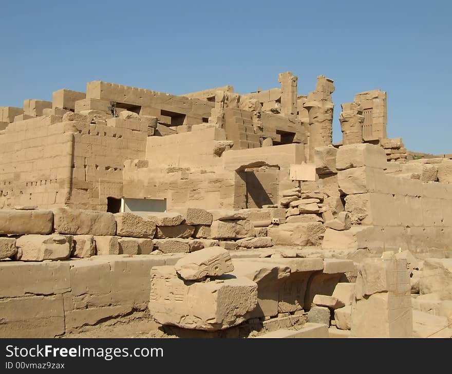 Ancient ruins in Karnak temple from Luxor