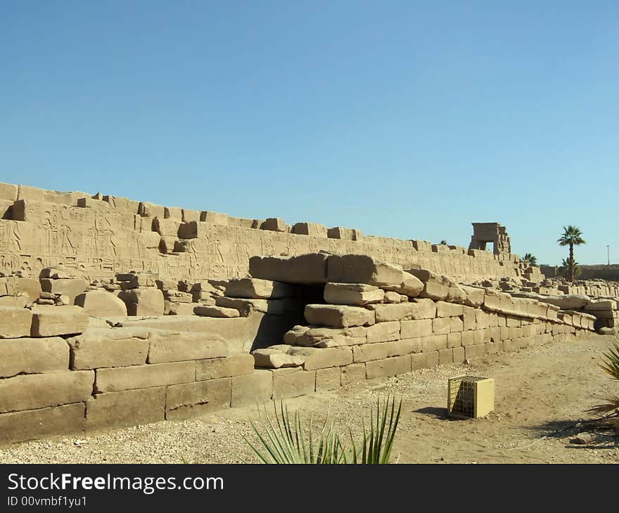 Ancient ruins in Karnak temple from Luxor