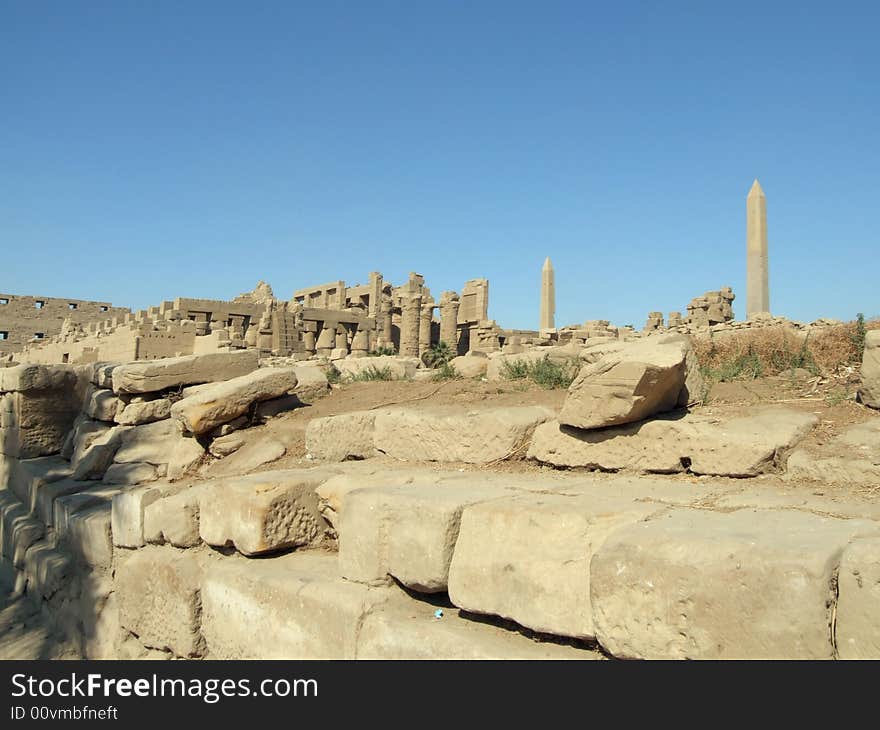 Ancient ruins in Karnak temple from Luxor