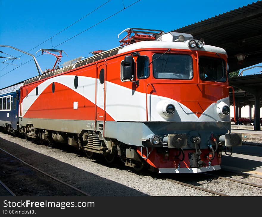 Railroad engine in station