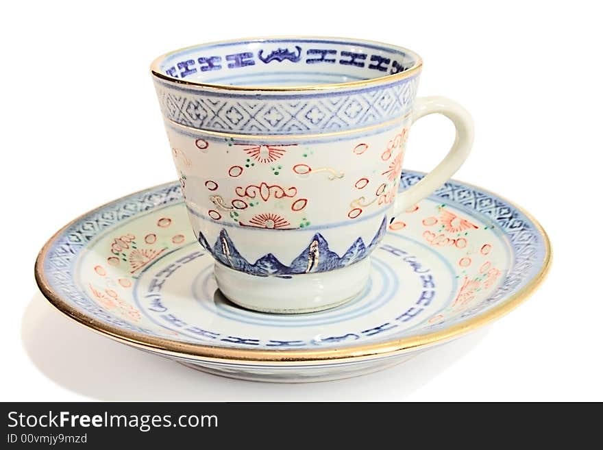 The Chinese porcelain on the white background. The Chinese porcelain on the white background.