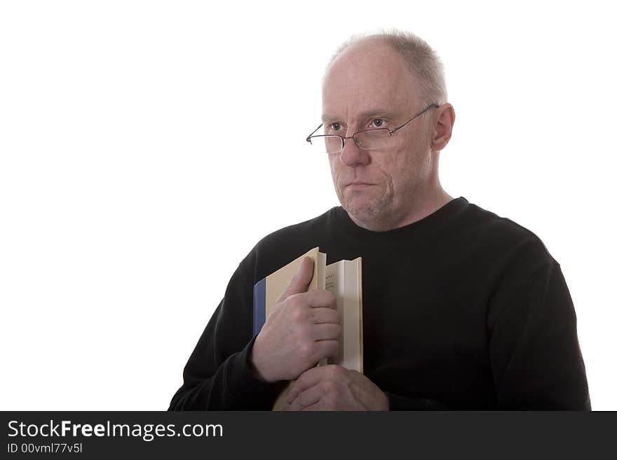 Thoughtful Older Man with Book