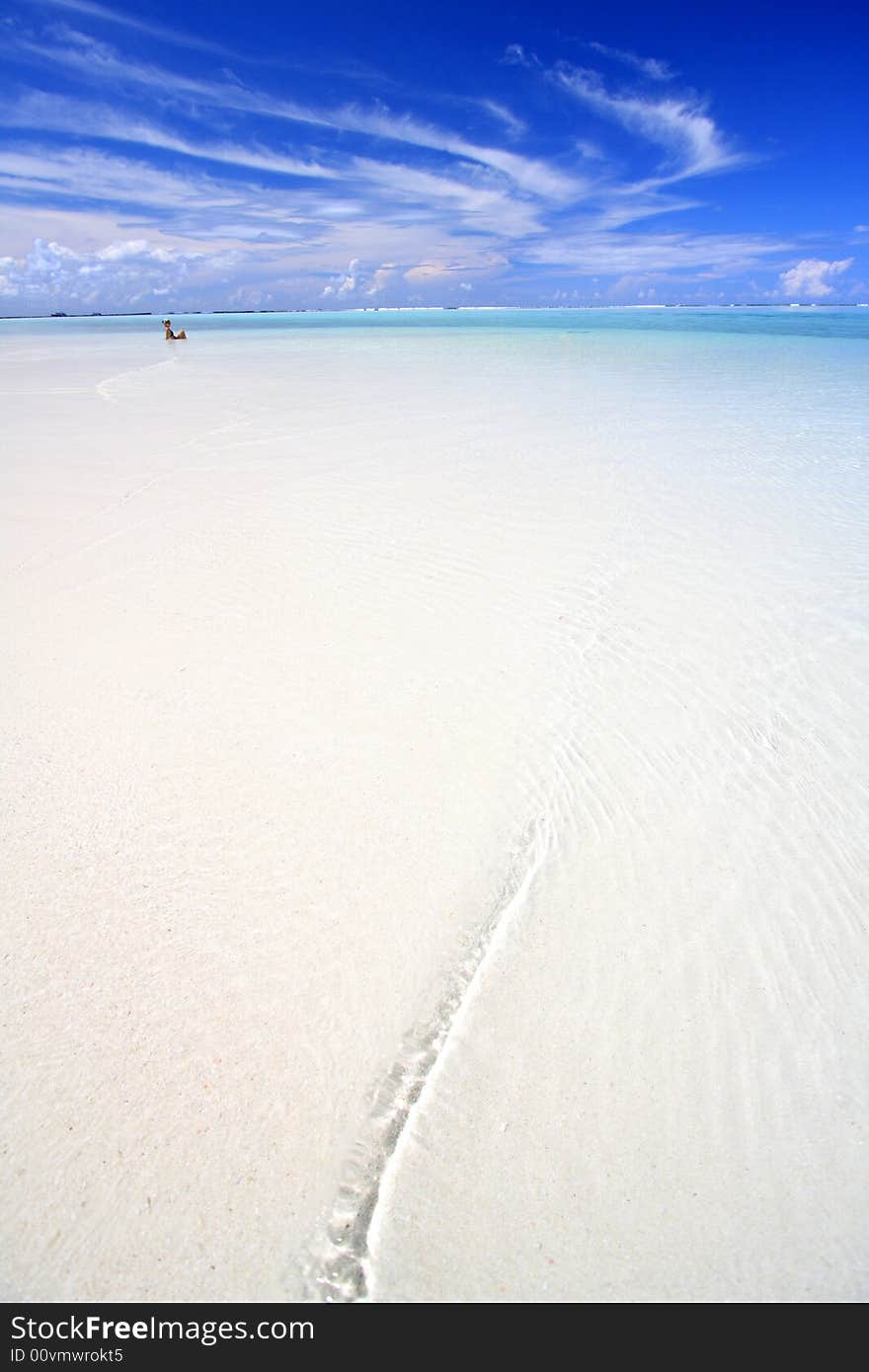 Woman on exotic beach, Maldives. Woman on exotic beach, Maldives