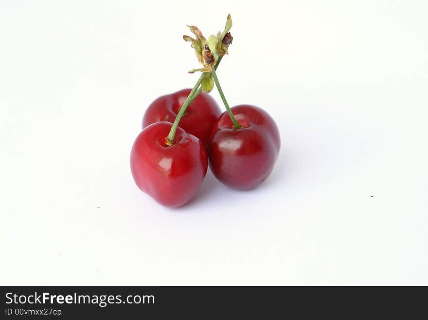 Studio shoot of a group of  cherry on white background