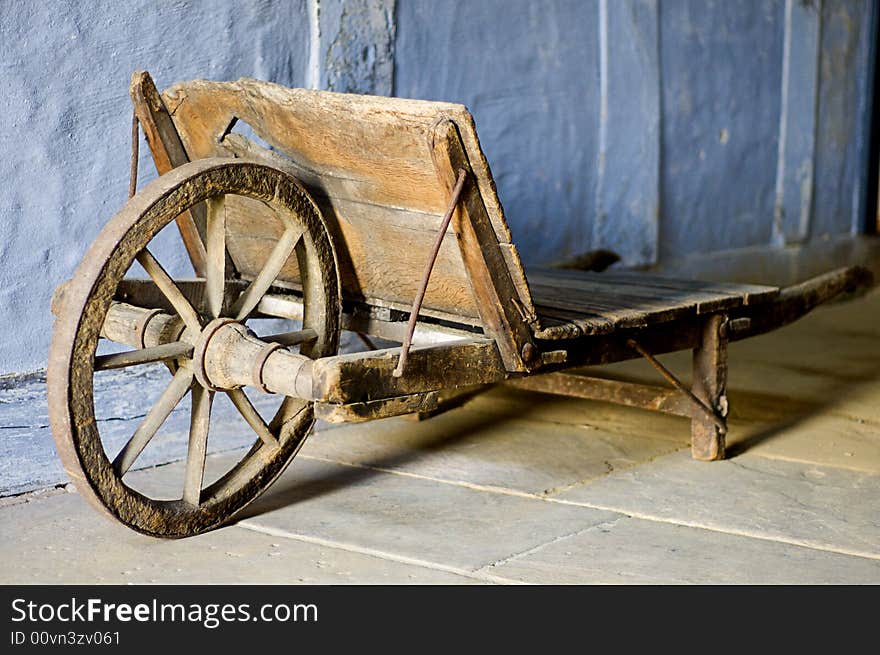 Old wooden barrow found in an old farmhouse