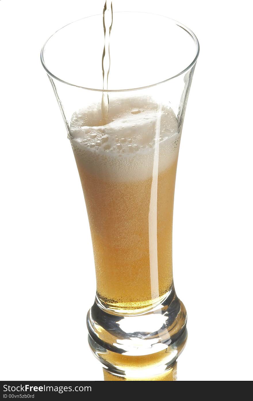 Beer in glass on the white background