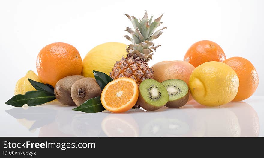 Band of fruits on white background. Band of fruits on white background