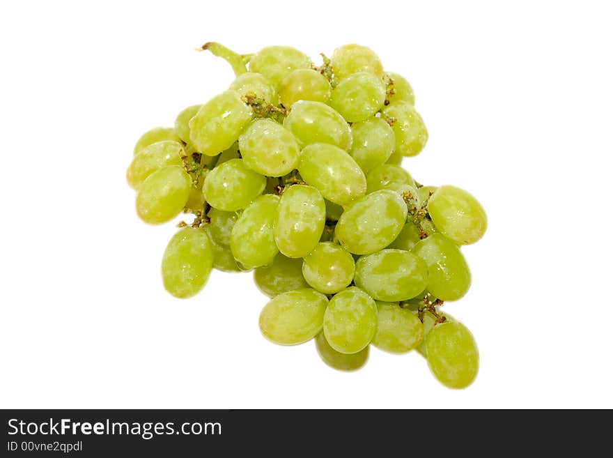 Green grapes on white background