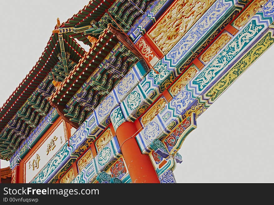 Richly decorated entrance gate to Buddha Temple Bronkhorstspruit South Africa. Richly decorated entrance gate to Buddha Temple Bronkhorstspruit South Africa