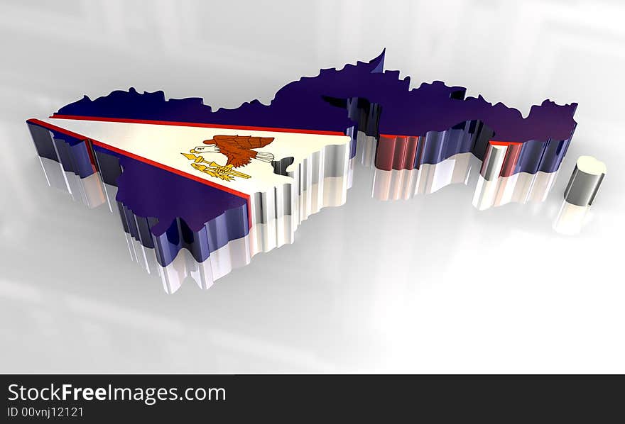 3d Flag Map Of American Samoa