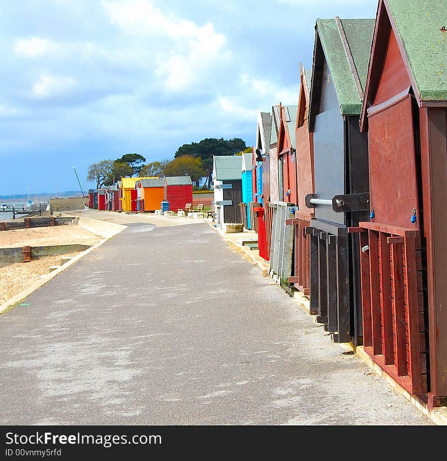 Beach Huts On A Sunny Day