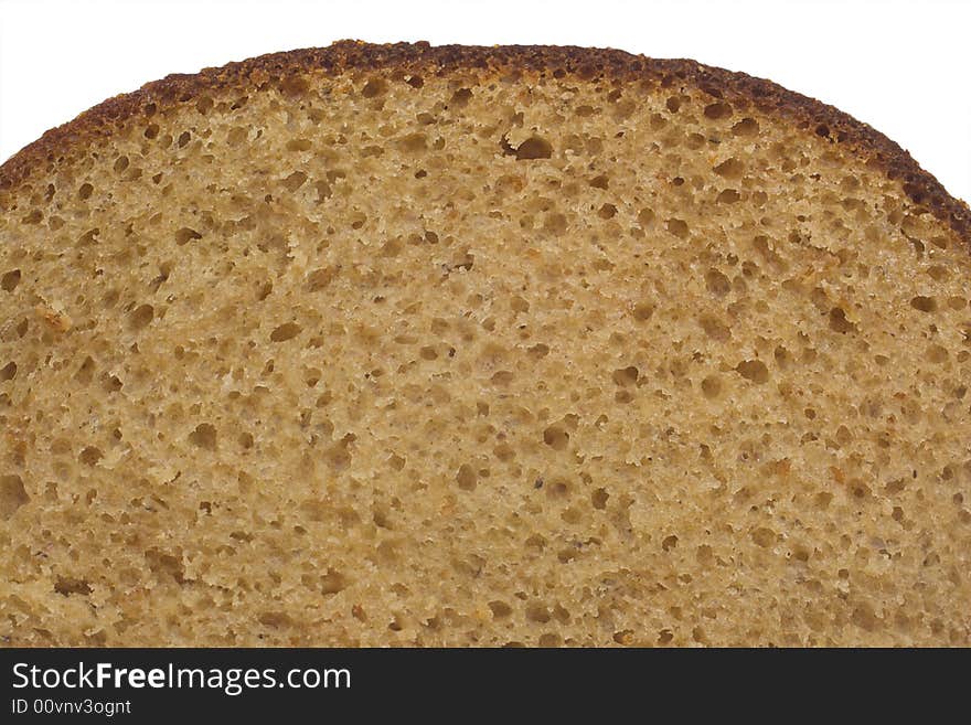 Close-up slice of bread, isolated on white. Close-up slice of bread, isolated on white