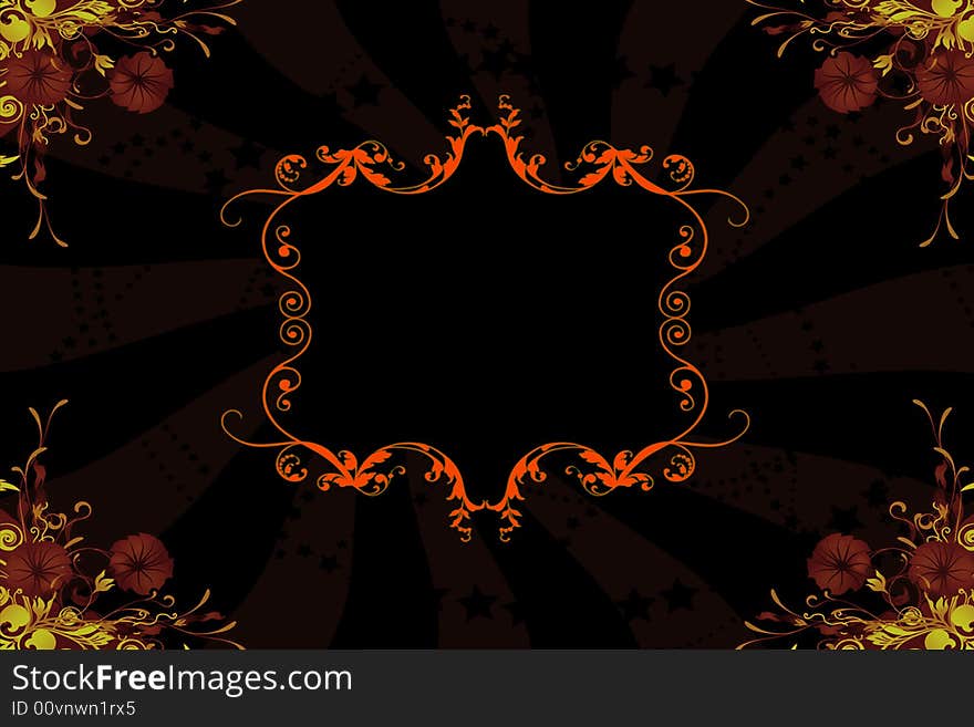 A grunge style of a floral frame plus stars and some effects in the background. A grunge style of a floral frame plus stars and some effects in the background.