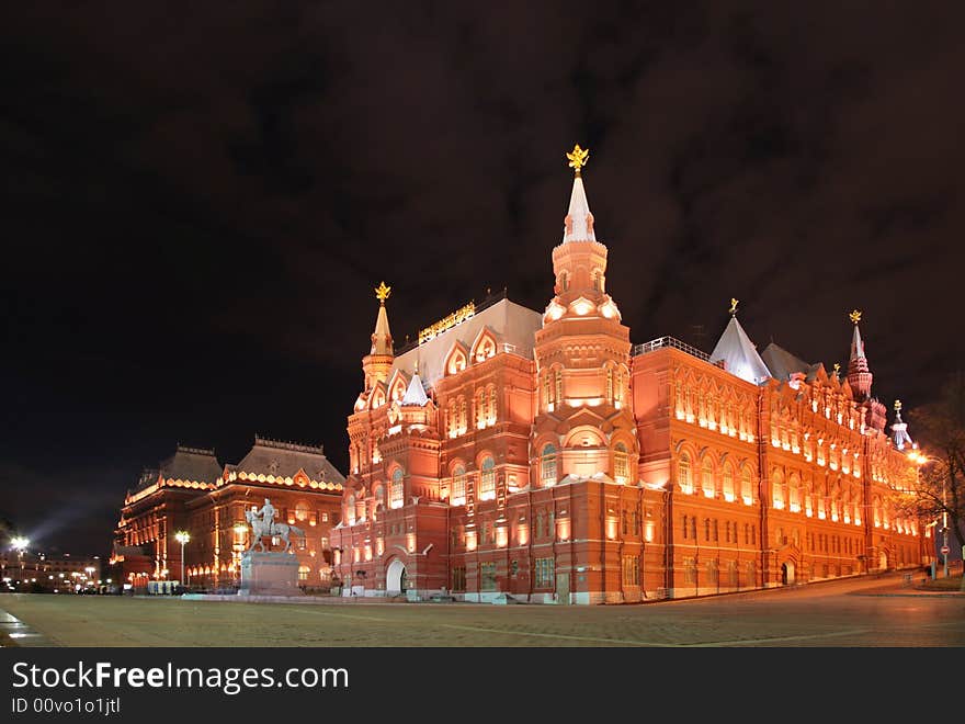 Moscow historic museum at night