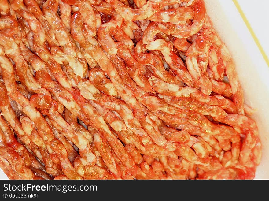 Fresh beef from the market, styrofoam tray pack, closeup image. Fresh beef from the market, styrofoam tray pack, closeup image