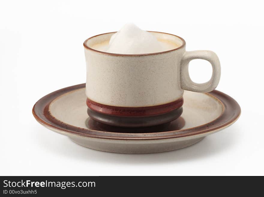 Cappuccino latte coffee ceramic cup cream white. Cappuccino latte coffee ceramic cup cream white