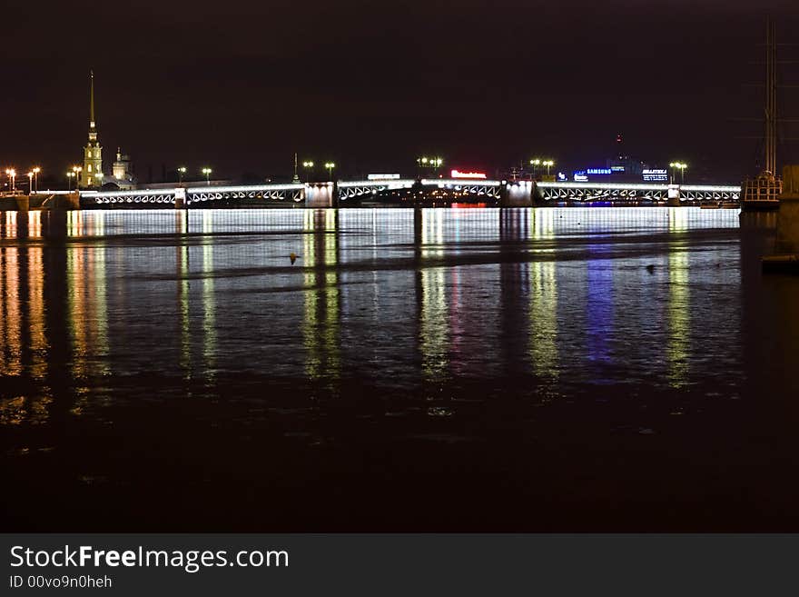 Look at the night city, silent river and color lights!