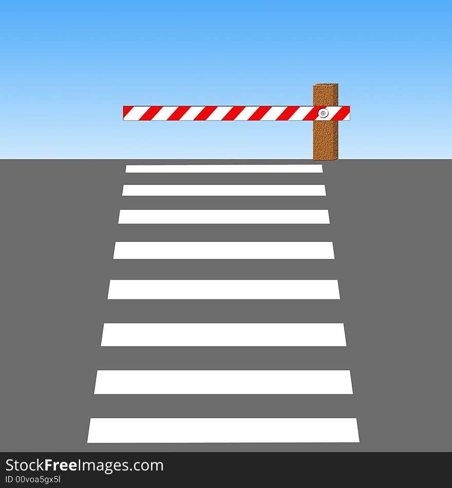 Zebra crossing and barrier on sky