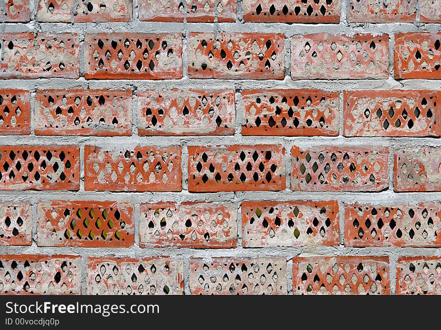 Close-up of wall, bricks are used as construction material. Close-up of wall, bricks are used as construction material