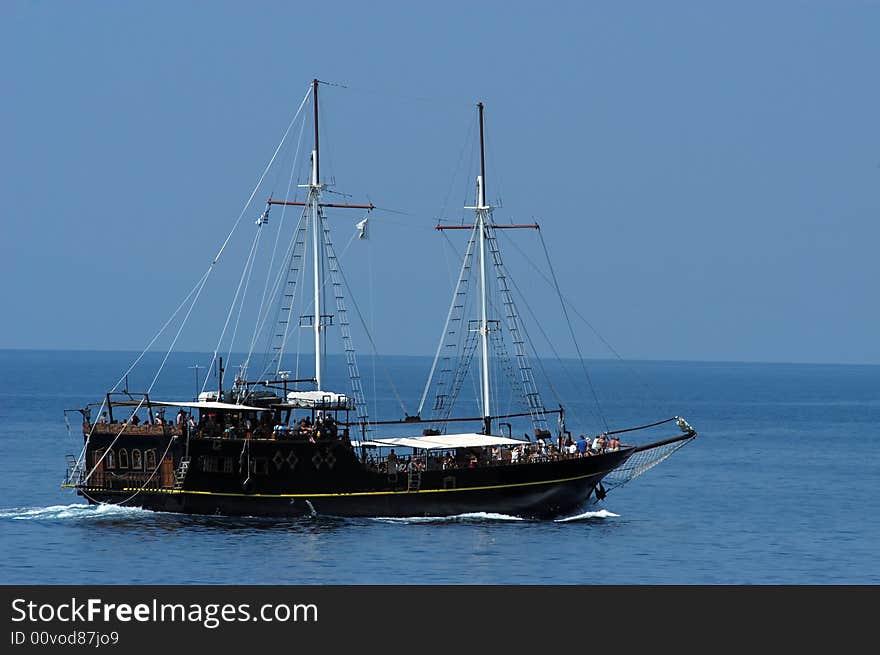 Sailboat vessel take a sail tour with tourists on board, do not need property release. Sailboat vessel take a sail tour with tourists on board, do not need property release