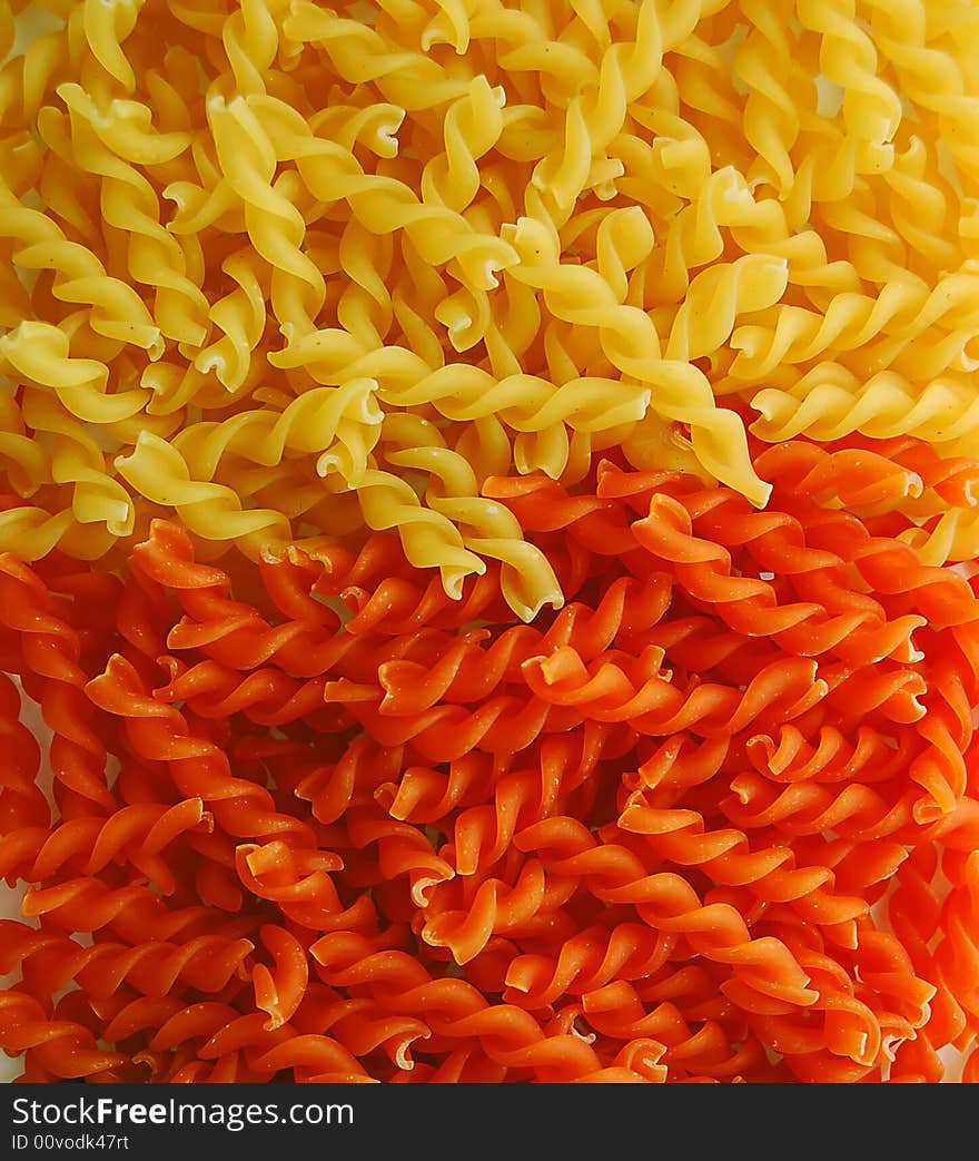 Colored pasta or colored noodles redy for cooking