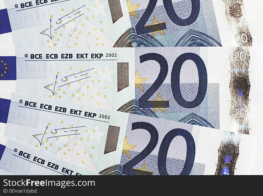 Money - 20 Euro Notes Detail