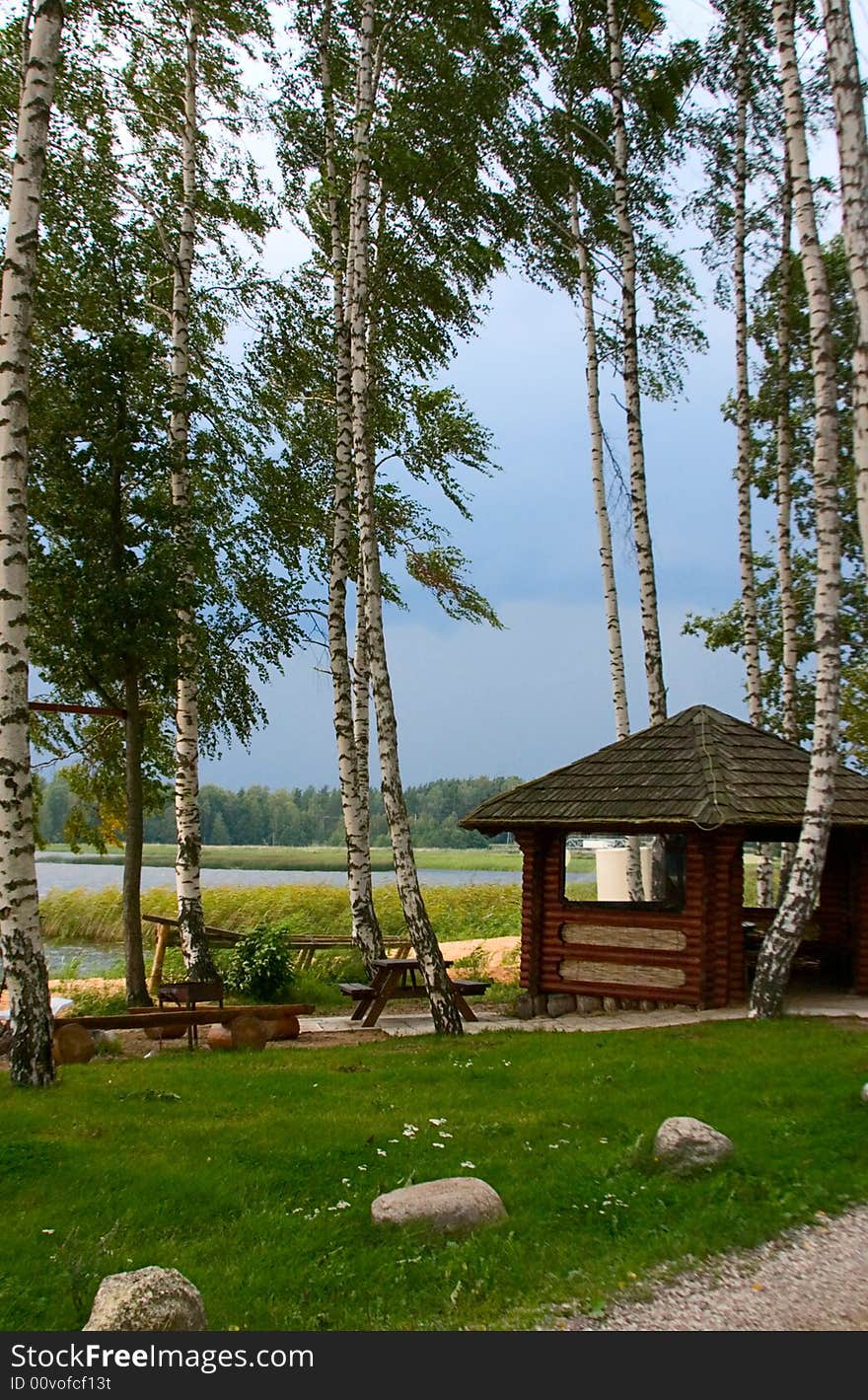 A belvedere on beach of lake. A belvedere on beach of lake