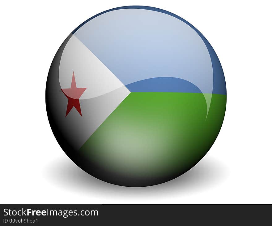 Round Flag of Djibouti With Glossy Effect