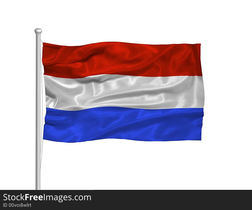 Illustration of waving Netherlander Flag on white. Illustration of waving Netherlander Flag on white