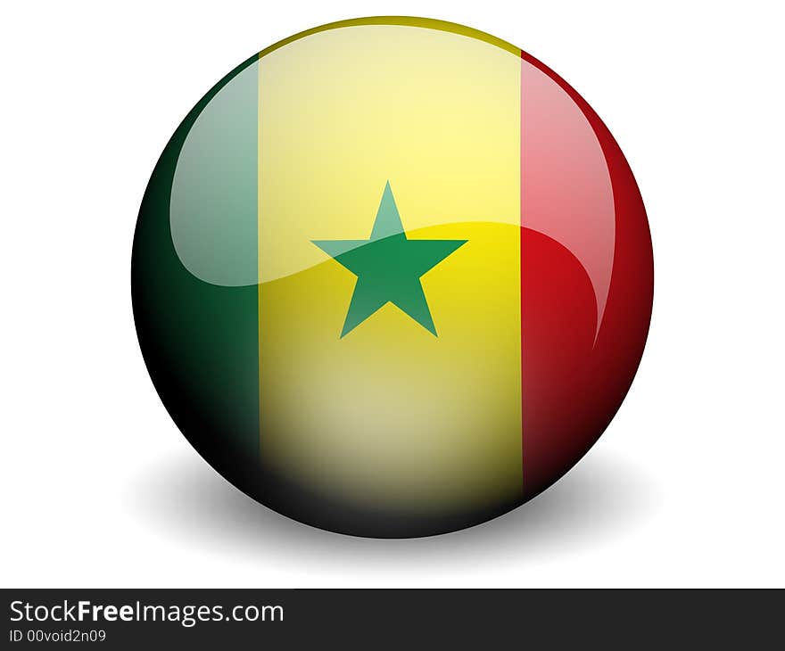 Round Flag of Senegal With Glossy Effect