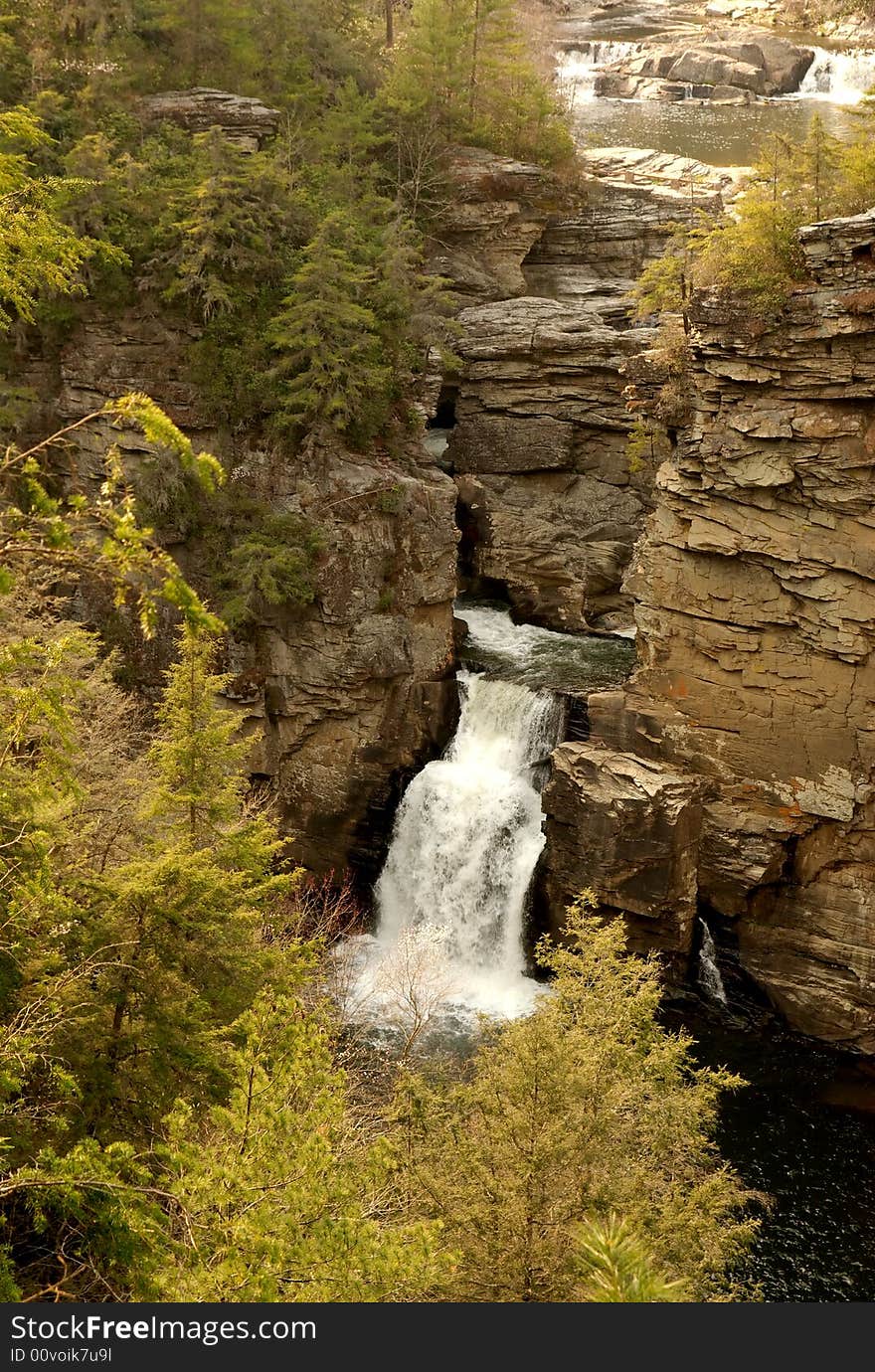 Waterfall on cliffside mountain