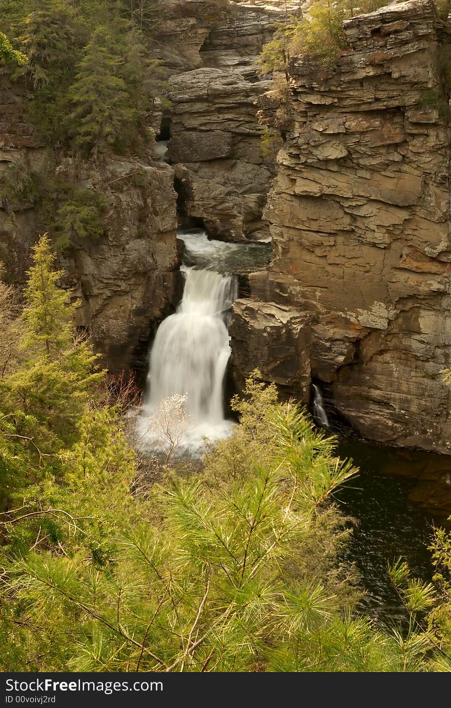 Waterfall on cliffside mountain