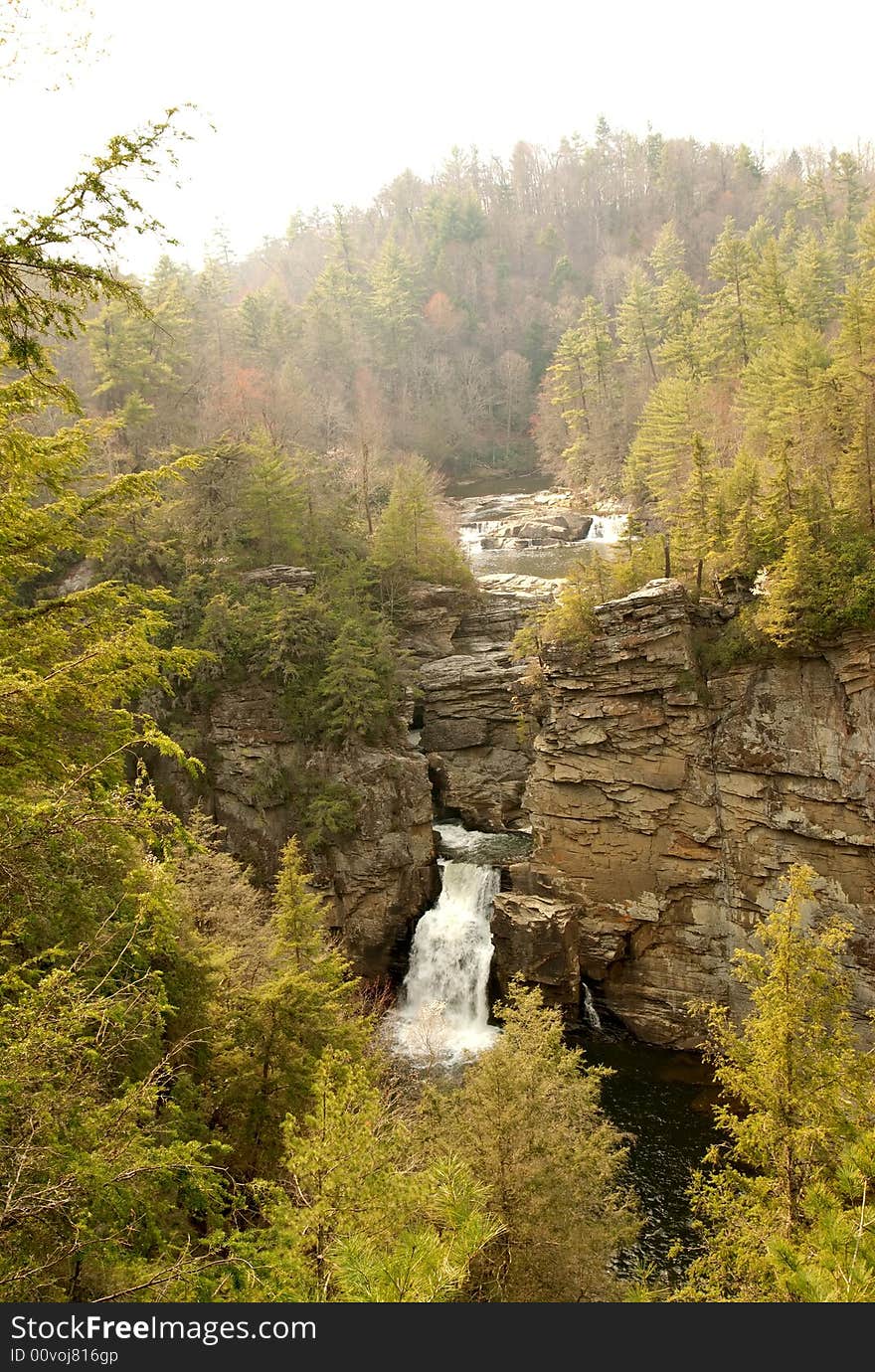 Waterfall on cliffside mountain