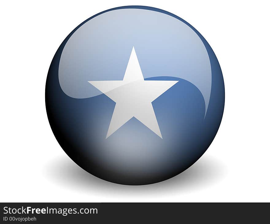 Round Flag of Somalia With Glossy Effect