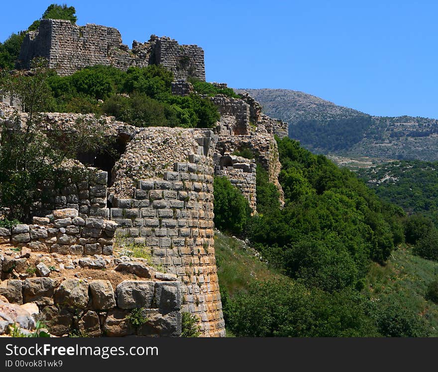 Arches in the Nimrod fortress in Israel