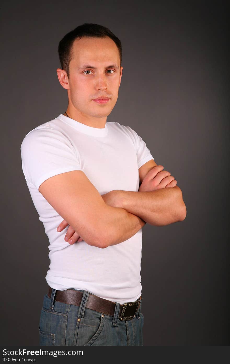 Portrait of young man in white t-shirt