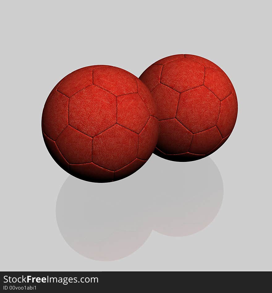 3d soccer balls and mirrors on white background