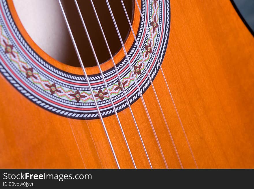 Guitar strings over sound hole