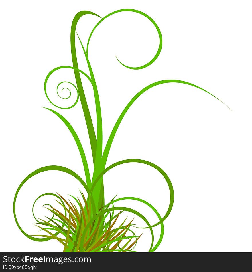 Floral Background With Green Grass