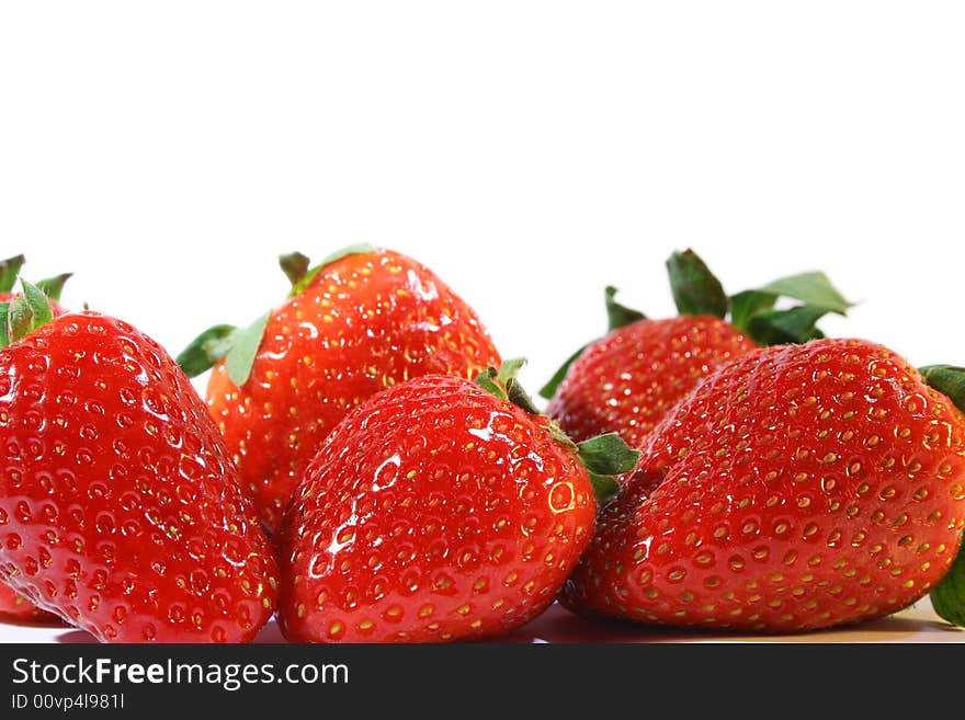 Ripe fresh strawberries isolated on white background