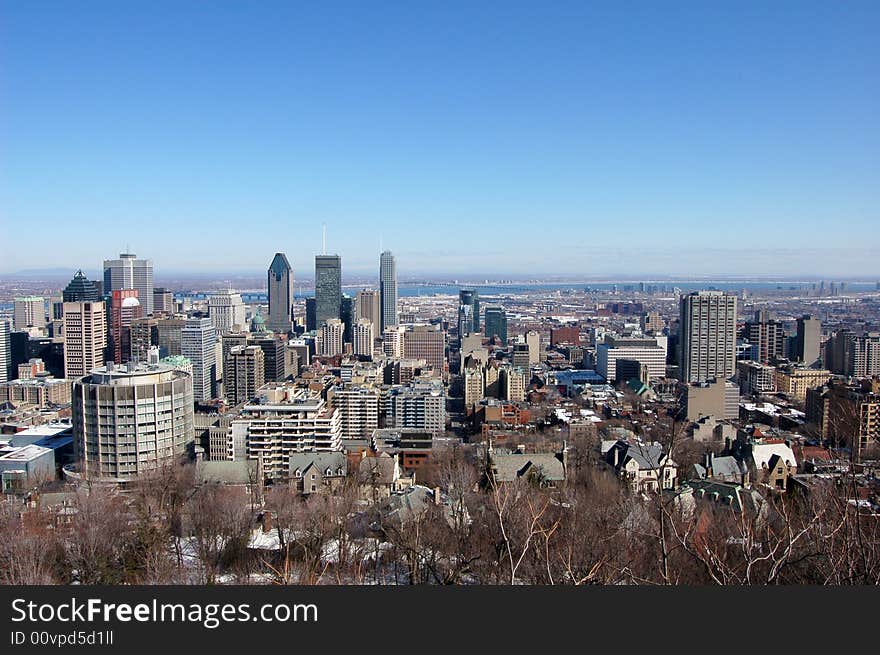 Wide shot of montreal downtown