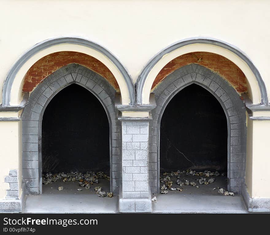 Photo of mini Cloth Hall from park in Inwałd in Poland. Photo of mini Cloth Hall from park in Inwałd in Poland