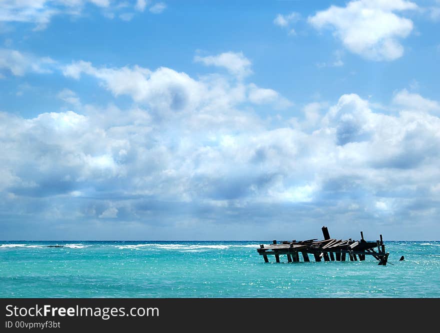 Tropical beach at riviera maya, season summer