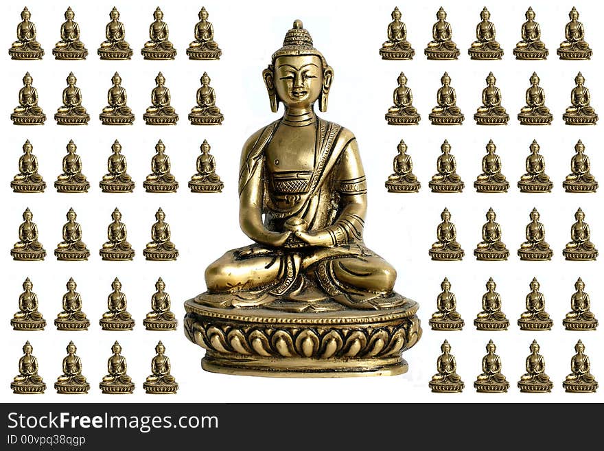 Central Buddha with surrounding miniatures