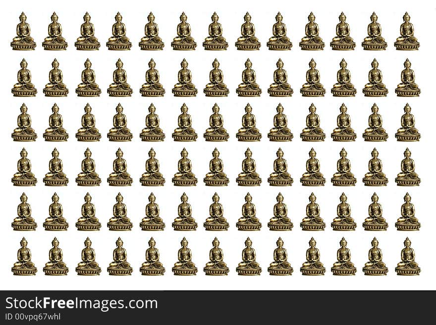 Small buddhas on white background