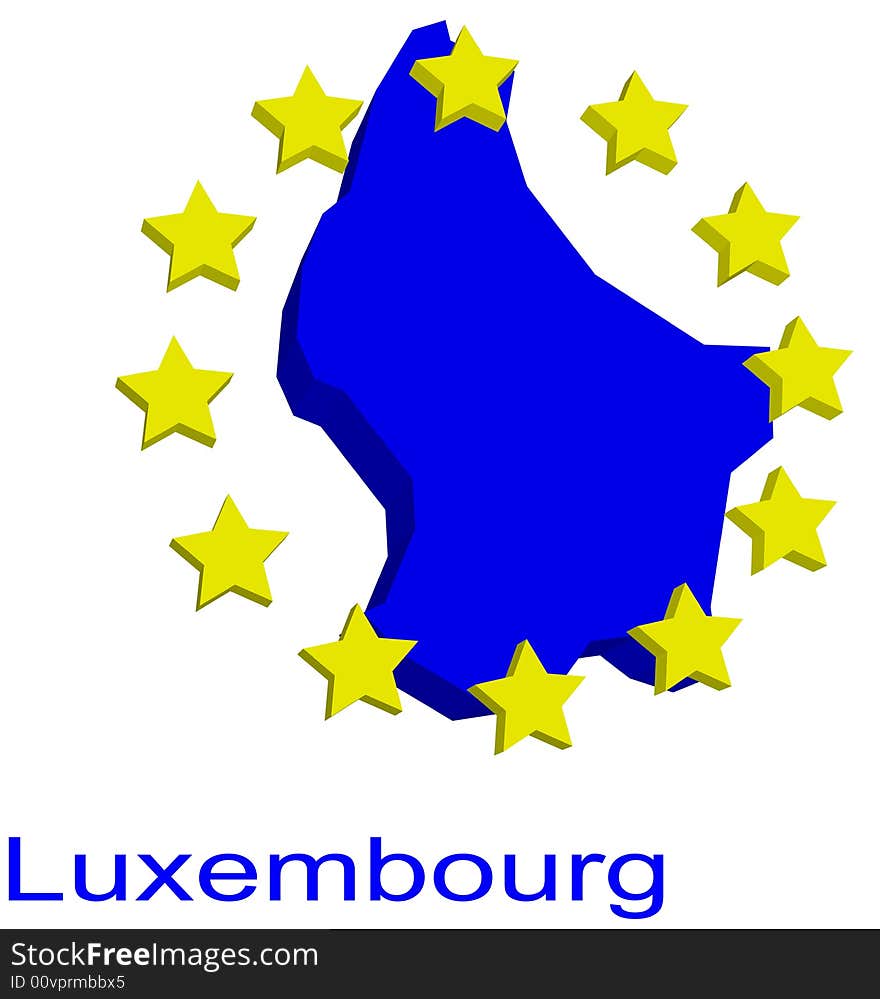 Contour map of Luxembourg with EU stars